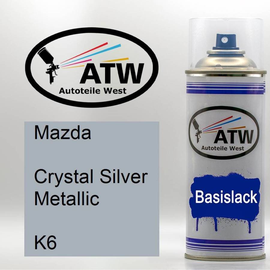 Mazda, Crystal Silver Metallic, K6: 400ml Sprühdose, von ATW Autoteile West.